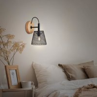 Wandleuchte Briloner Taunus Metall Schwarz  Holz Wandlampe