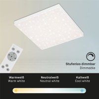 Briloner LED Deckenleuchte 24W Frameless Sternenhimmel Panel CCT Fernbedienung Dimmbar Deckenlampe Eckig Weiß