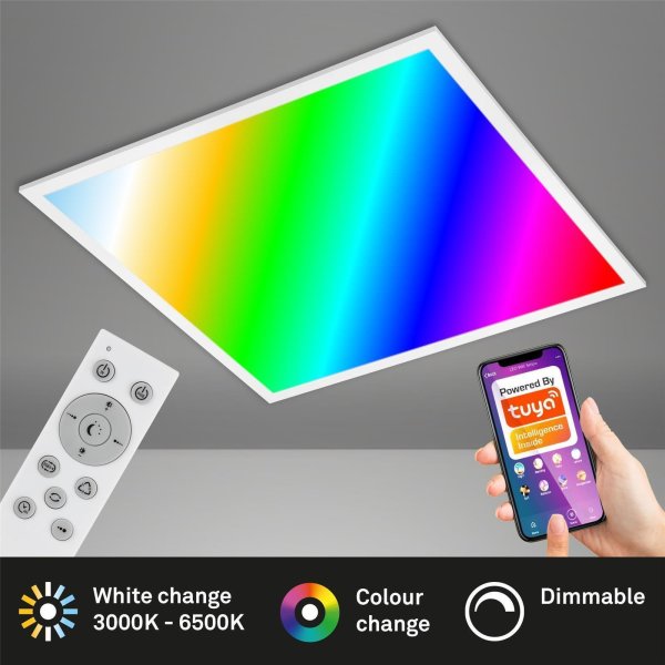 Briloner Deckenleuchte Smart Home LED 40W RGB CCT Fernbedienung Deckenlampe Dimmbar Panel Weiß