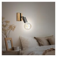 Briloner  Wood Basic Wandlampe 1-flammig Spot Schwenkbar Strahler Holz Gunmetal