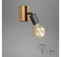Briloner  Wood Basic Wandlampe 1-flammig Spot Schwenkbar Strahler Holz Gunmetal