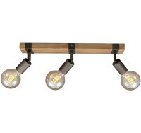 Deckenleuchte Briloner Wood Basic Deckenlampe 3-flammig Spot Schwenkbar Strahler Holz Gunmetal