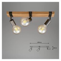 Deckenleuchte Briloner Wood Basic Deckenlampe 3-flammig Spot Schwenkbar Strahler Holz Gunmetal