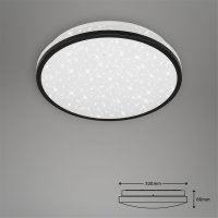 Badleuchte Briloner LED 12W Ø 28CM Badezimmerlampe Sternenhimmel IP44 4000K Rund Schwarz