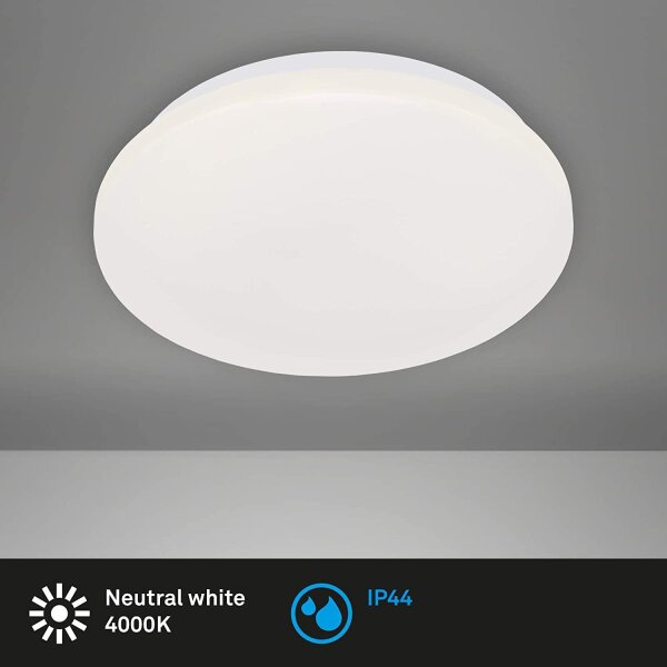 LED Deckenlampe Splash, Weiß, 10 Watt, 4000K, IP44, Ø 22 cm – Briloner