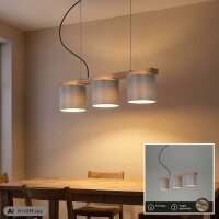 3-flammige Hängeleuchte Rhon, Holz / Grau, 3 x E14...
