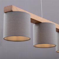 3-flammige Hängeleuchte Rhon, Holz / Grau, 3 x E14 max. 25W, höhenverstellbar – Briloner