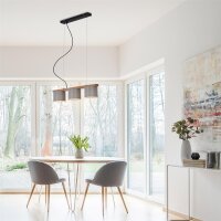 3-flammige Hängeleuchte Rhon, Holz / Grau, 3 x E14 max. 25W, höhenverstellbar – Briloner