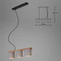3-flammige Hängeleuchte Rhon, Holz / Grau, 3 x E14 max. 25W, höhenverstellbar – Briloner