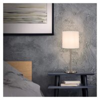 Briloner  Fabric Tischlampe Kabelschalter Stoffleuchte 38,5cm Weiß