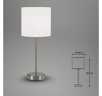 Briloner  Fabric Tischlampe Kabelschalter Stoffleuchte 38,5cm Weiß