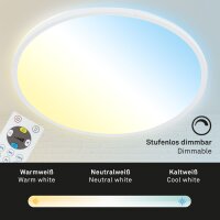 LED Deckenlampe Panel, weiß, 22 Watt, 2700K, CCT einstellbar, mit Fernbedienung – Briloner
