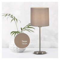 Briloner  Fabric Tischlampe Kabelschalter Stoffleuchte 38,5cm Taupe