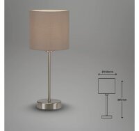 Briloner  Fabric Tischlampe Kabelschalter Stoffleuchte 38,5cm Taupe