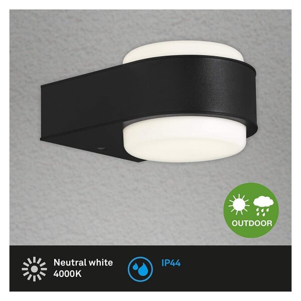 Briloner Hanau LED Außenwandleuchte 6,5W Up & Down IP44 Rund Schwarz