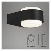 Briloner Hanau LED Außenwandleuchte 6,5W Up & Down IP44 Rund Schwarz