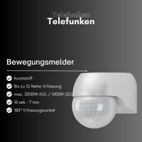 Telefunken Bewegungsmelder 180° 12m IP44 Rund Silber