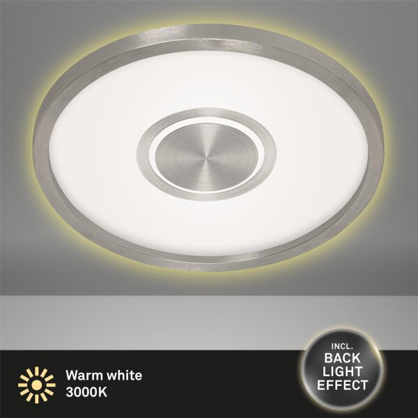 LED Deckenleuchte, matt-nickel, 22 Watt, Backlight-Effekt, 29,5 x 29,5 x 3,6 cm – Briloner