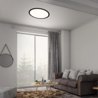 B-Kartonage Deckenleuchte Briloner LED 22W Ø 40CM Deckenlampe Dimmbar CCT Panel Ultraflach Fernbedienung Rund Schwarz