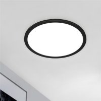 Deckenleuchte Briloner LED 22W Ø 40CM Deckenlampe Dimmbar CCT Panel Ultraflach Fernbedienung Rund Schwarz