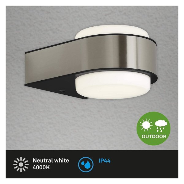 Briloner  Hanau LED Außenlampe 6,5W IP44 Wandleuchte Rund Edelstahl