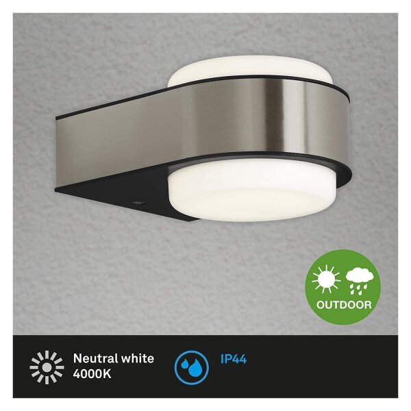 Briloner Hanau LED Außenwandleuchte 6,5W Up & Down IP44 Rund Edelstahl