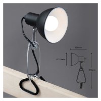 Briloner  Fix Klemmlampe E14 Schwenkbar Kabelschalter Schwarz