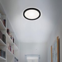 Deckenleuchte Briloner Slim LED Panel Ø19cm Schwarz mit Backlight Effekt, 12W 4000K