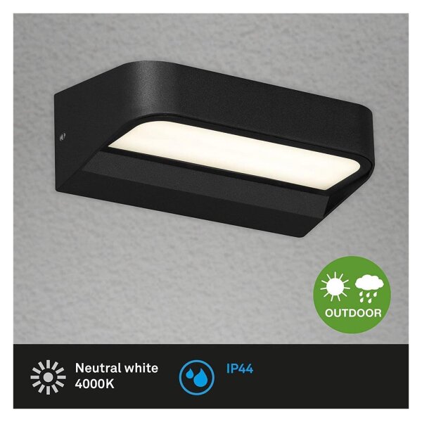 Briloner Ahlen LED Außenwandleuchte 8W IP44 Gerundet Schwarz