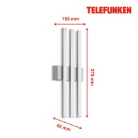 Telefunken LED Außenwandleuchte 12W 3-flammig IP44 Silber