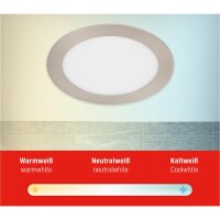LED Einbaulampe Smart, Nickelmatt, Bohrloch 16 cm, 12 Watt, 2700 – 6500K, dimmbar – Telefunken
