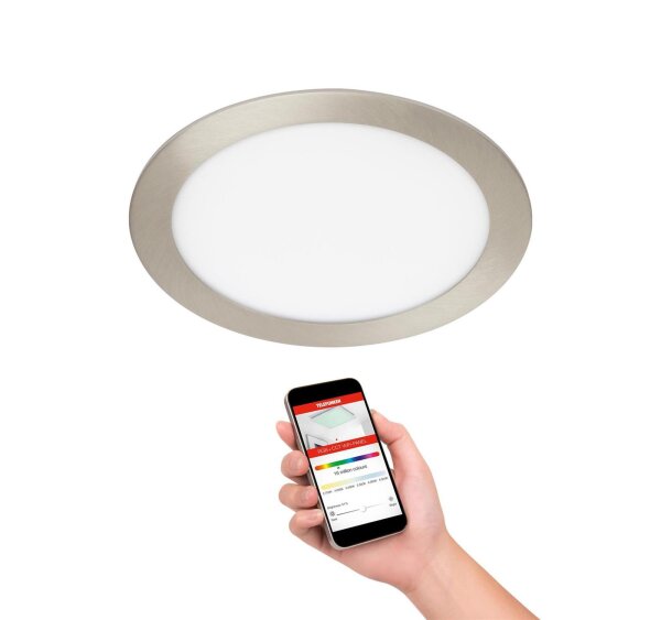 Einbauleuchte Telefunken SmartHome LED 18W Ø22,5CM Einbaulampe RGB CCT Rnd Nickel-Matt