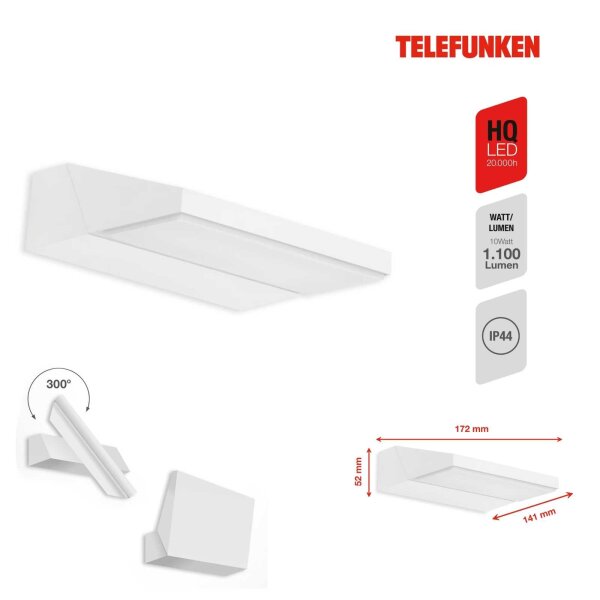 Außenleuchte Telefunken LED Wandleuchte Weiß Gartenlampe