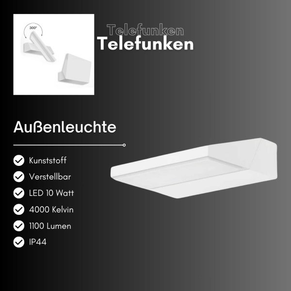 Außenleuchte Telefunken LED Wandleuchte Weiß Gartenlampe