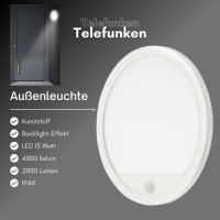 Telefunken  LED Außenwandleuchte, Ø 28 cm, 15 W, Weiß