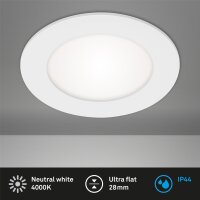 LED Einbauleuchte Flat In, Weiß, Bohrloch 10,8 cm, 7 Watt, IP44, Ø 12 cm – Briloner