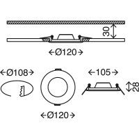LED Einbauleuchte Flat In, Weiß, Bohrloch 10,8 cm, 7 Watt, IP44, Ø 12 cm – Briloner