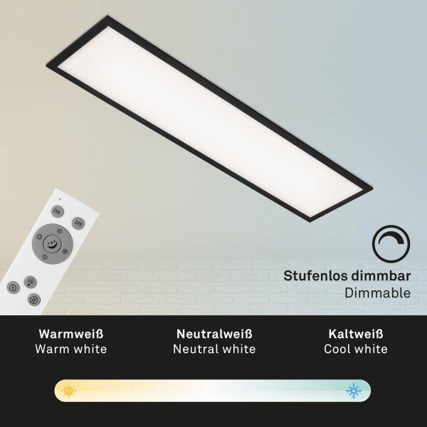 Deckenleuchte Briloner LED Panel schwarz mit Farbsteuerung kaltweiß - warmweis Deckenlampe 100cm