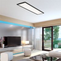 B-Kartonage Deckenleuchte Briloner LED Panel schwarz mit Farbsteuerung kaltweiß - warmweis Deckenlampe 100cm