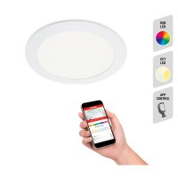 Smarte Einbauleuchte, Weiß, 12 Watt, dimmbar, smart steuerbar, RGB, WLAN/WiFi – Telefunken