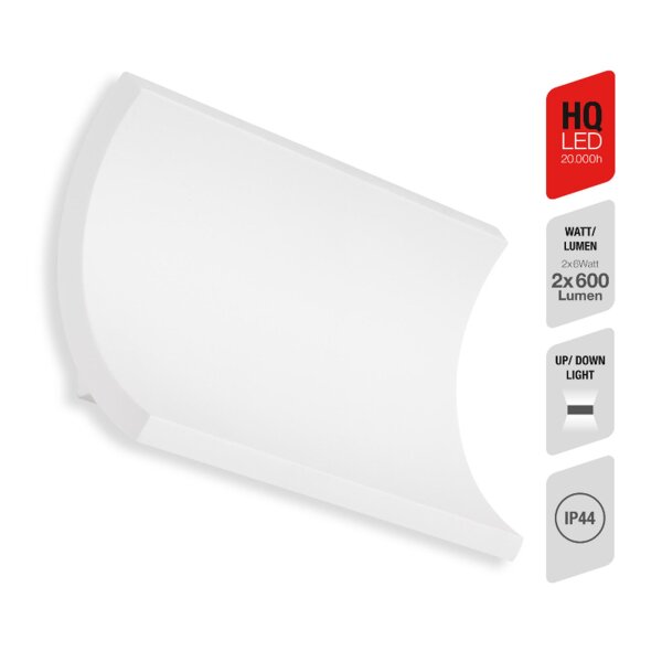 Telefunken LED Außenwandleuchte 12W 2-flammig IP44 Weiß