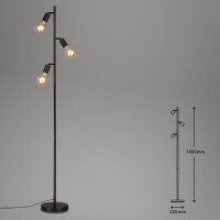 Briloner Stehleuchte E27 3-flammig Kabelschalter Stehlampe Schwarz