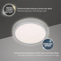 LED Deckenleuchte Backlight, Silber, 18 Watt, Sternenhimmel-Effekt, Ø 28 cm – Briloner