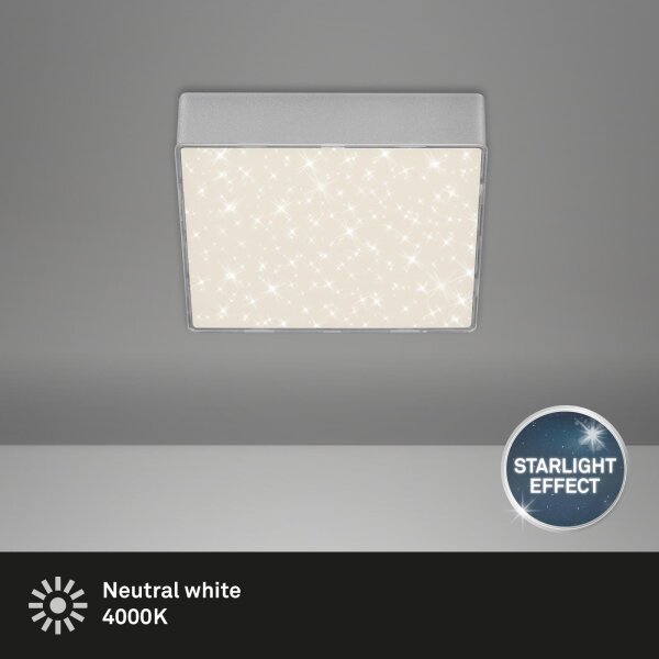LED Deckenleuchte Sternenhimmel Eckig, Silber, 11 Watt, 4000K, Sternenhimmel-Effekt – Briloner