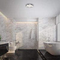 LED Deckenleuchte, weiß – Chrom, 15 Watt, IP44, 29 x 29 x 7,8 cm – Briloner