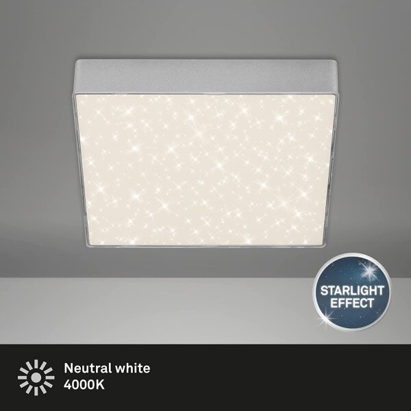 LED Deckenleuchte Sternenhimmel, Silber, 16 Watt, Sternenhimmel-Effekt – Briloner