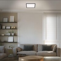 LED Deckenleuchte Slim, Schwarz, 18 Watt, Backlight-Effekt, 29,3 x 29,3 x 2,8 cm – Briloner