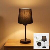 Tischlampe, Schwarz, E14-Fassung, Textil, Ø 10 cm...