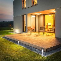 Solar LED Gartenlichter mit Erdspieß und Sensor 12er Set Edelstahl