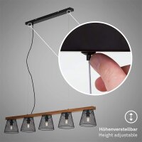 5-flammige Pendelleuchte Taunus, Schwarz / Holz, 5 x E14 max. 25W, 110 x 136 cm – Briloner